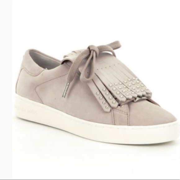 Michael Kors Shoes - Michael Kors “Keaton Kiltie” Taupe Suede Leather Sneakers size 6!